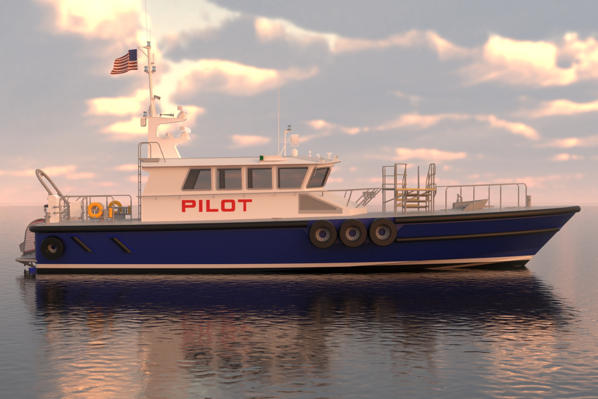 Ray Hunt Design 70 ft Lake Charles Pilot Boat rendering